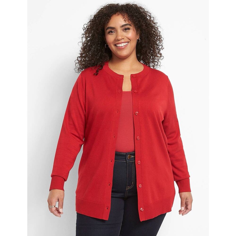 Lane Bryant 22/24 3X Button Front Cardigan Sweater‎ Knit Long Sleeve Lightweight